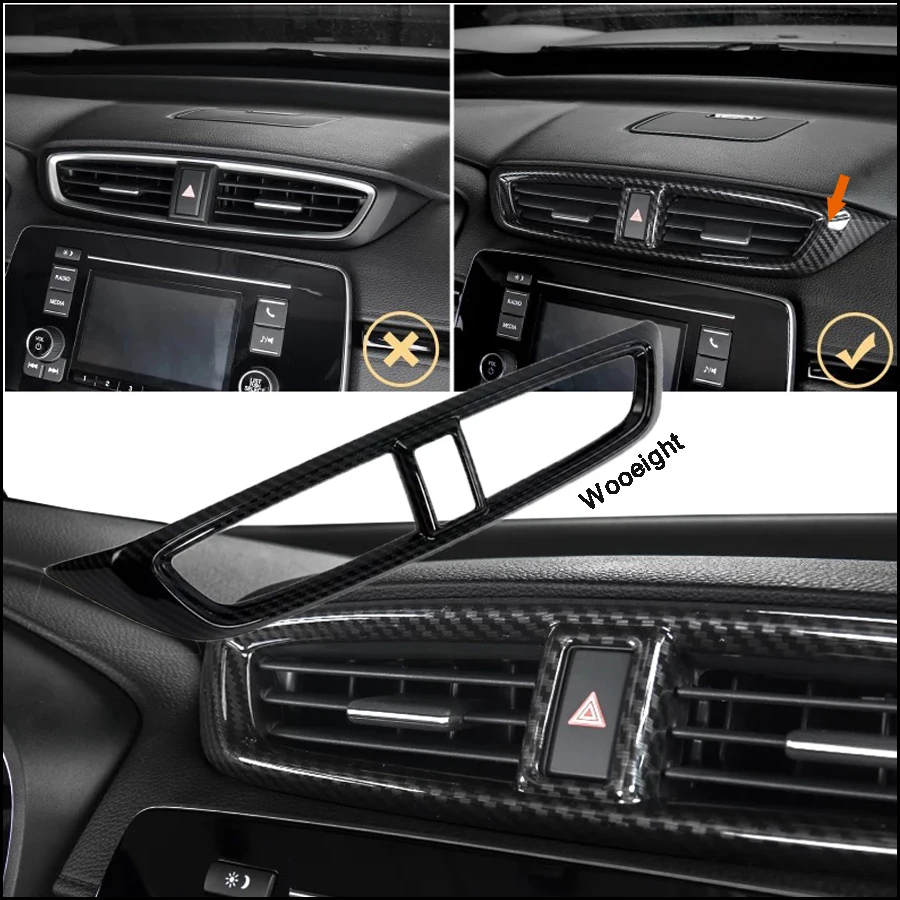New ABS plastic Car-styling Carbon Fiber Car Interior Middle Air Vent Outlet Panel Cover Trim Frame For Honda CRV CR-V 2017 2018 (3)