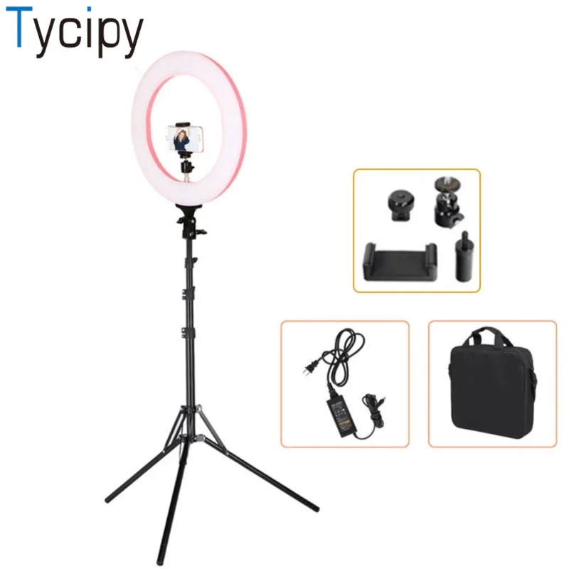 

Tycipy 16" Ring Light Pink Photography Dimmable Adjustable LED Bi-color Camera Light with Tripod for Iphone Canon Nikon Sony