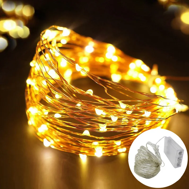 

10M 5M 100 50 LED 3 X AA Battery LED String Lights for Xmas Garland Party Wedding Decoration Christmas Tree Flasher Fairy Lights
