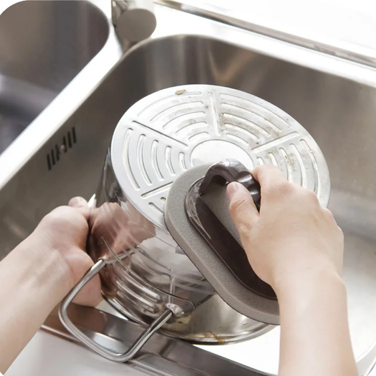

Handheld Dish Plates Scrubber Cleaning Brush Magic Emery Sponge Sink Stove Cleaner Brusher Household Kitchen Cleaning Tools