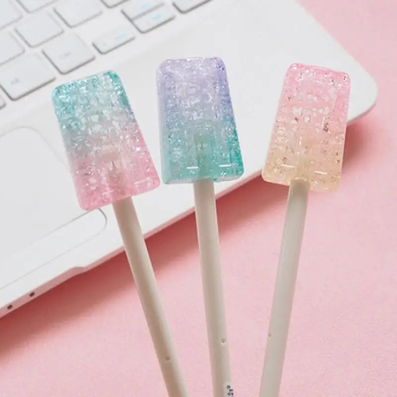 

1 Pcs Cute Kawaii Icecream Ice Cream Crystal Drill Office School Supplies 0.5 Mm Gift Gel Pen Random Color