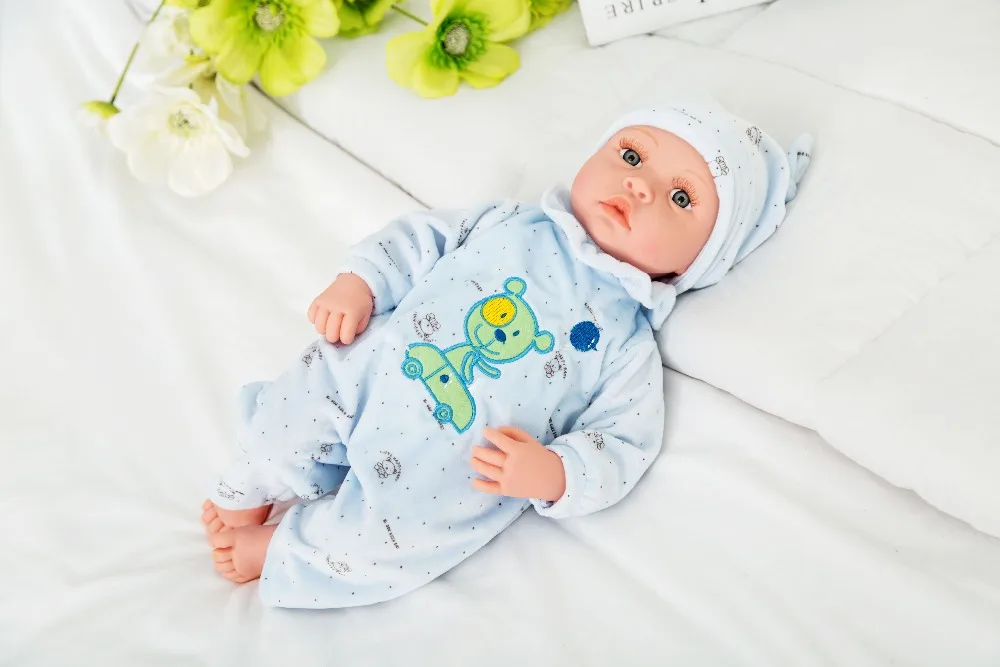 19 дюймов Reborn Baby Doll Силиконовые конечности хлопок тело мягкая резина Моделирование ручной работы Reborn игрушки для детей