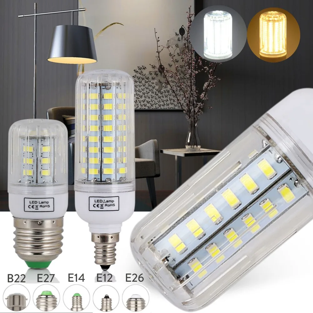 Светодиодная лампа E27 E14 5730 SMD LED Bulb Corn 24 30 42 64 80 89 108 136 165LED s Lamp Bombillas светильник Lampada