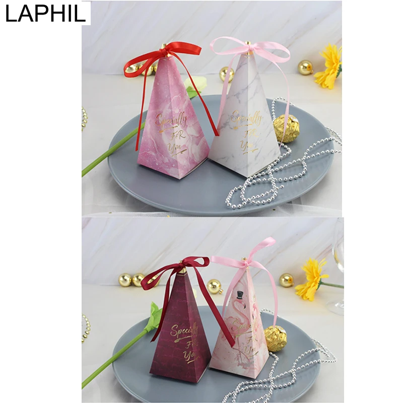

LAPHIL 10pcs Sweet Wedding Candy Boxes Pink White Marble Gift Box Table Decoration Wedding Gifts for Guests Bridal Shower Suppli
