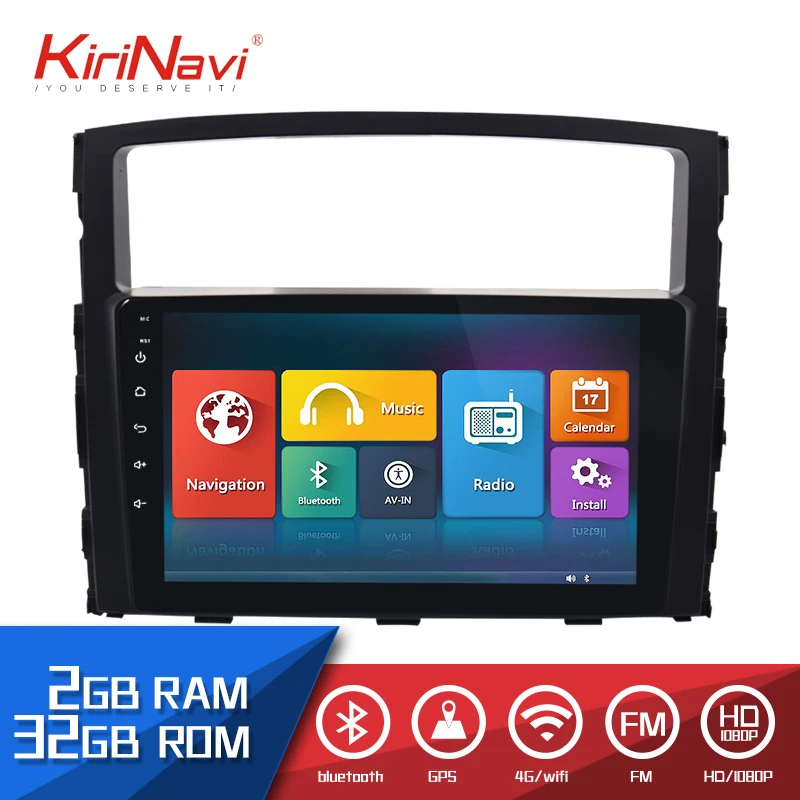 

KiriNavi 2 din 9" Touch Screen Android Car Radio For Mitsubishi Pajero 2006-2015 Multimedia GPS Navigation Player audio WIFI MP4
