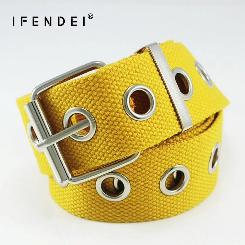 

IFENDEI Ladies Red Belt For Jeans Pin Buckle Canvas White Belts Female Yellow Lengthen Strap Men Casual Nylon Waistband 130cm