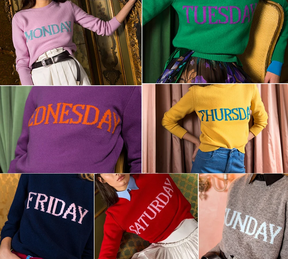 Рождественский свитер, осенние женские свитера и пуловеры, с понедельника, с понедельника, со среды, с пятницы, с субботы, с воскресенья, осенняя корейская мода