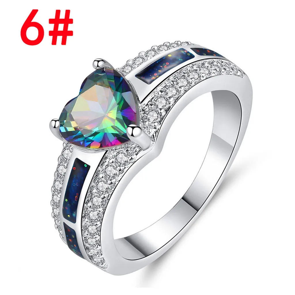 Women Heart-shaped Zircon Ring With Colored Heart-shaped Personality Couple Ring Wedding Couples Rings Bijouterie for Gift