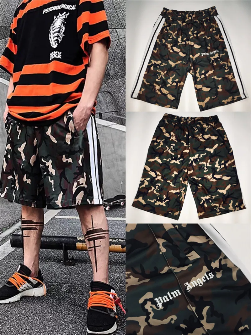 

2019ss Palm Angels Track Shorts Over Size Camouflage Shorts Men Justin Bieber Masculino Palm Angels Summer Short Streetwear