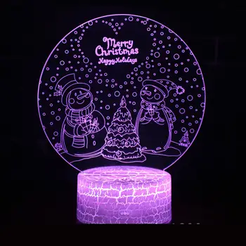 

New Christmas Snowman Table 3d Lamp Creative Seven Color Remote Touch Led Visual Gift Led Night Light