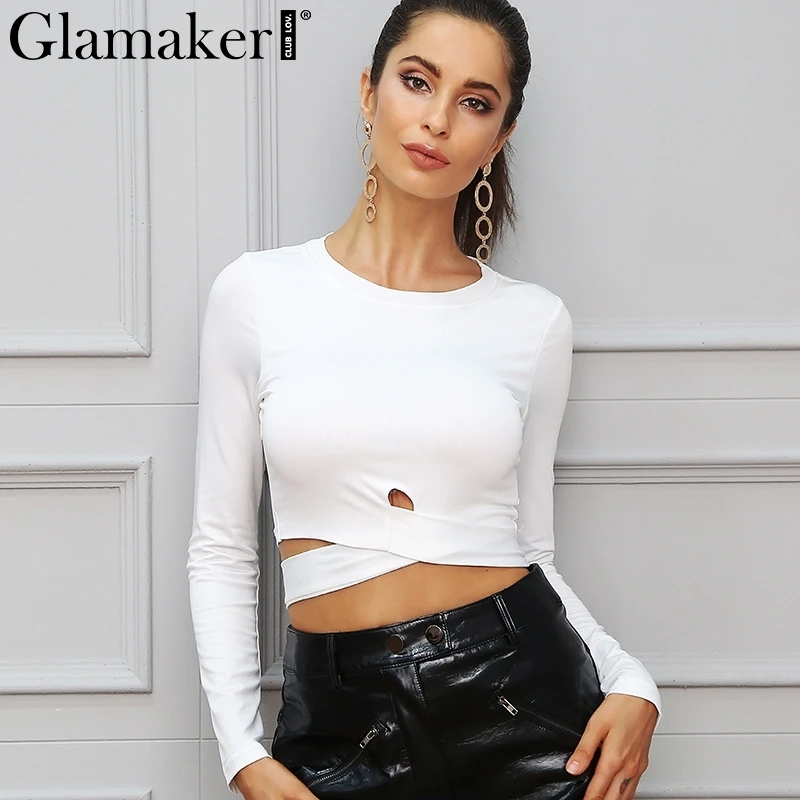Женская футболка с бандажным галстуком бабочкой Glamaker Повседневная рубашка