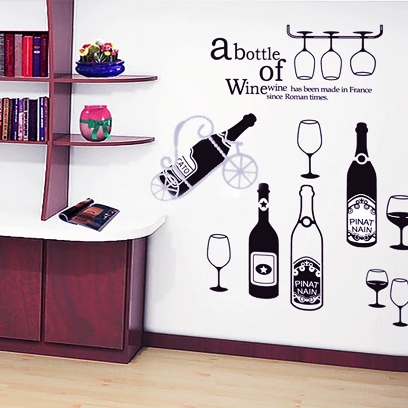 Red wine cup bar table coffee window glass bottle Removable Wall Decals