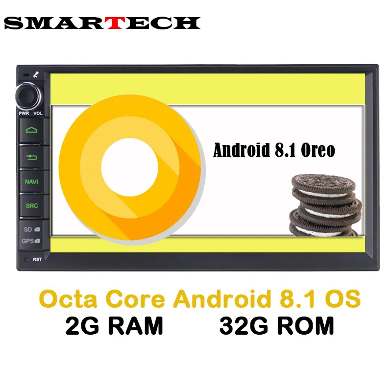 SMARTECH 2Din Android 8 Универсальный Автомобильный радио мультимедиа клейкие ленты