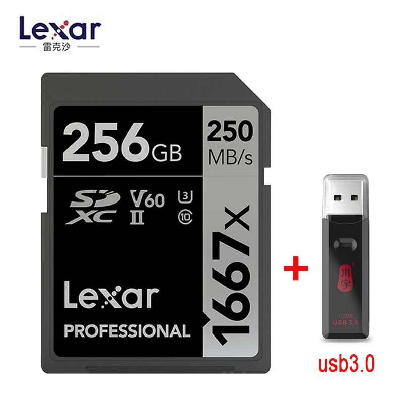 Lexar 1667x SD карта для чтения 250 МБ/с./с 64 Гб 128 ГБ 256 ГБ SDXC UHS-II U3 флэш-карта памяти для 3D 4K цифровой камеры оригинальная