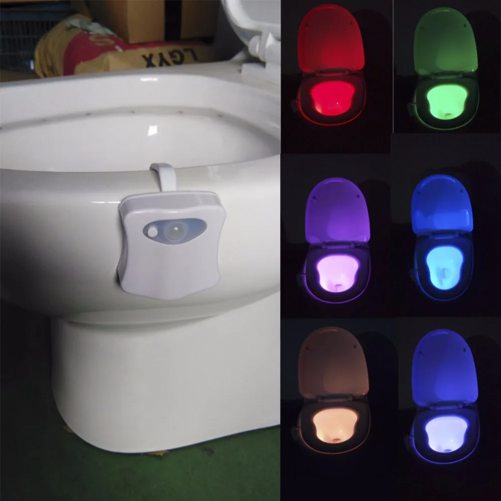 Smart Bathroom Toilet Seat Light Nightlight LED Body Motion Activated On/Off Sensor Lamp Toilet Lamp Night Lights 8 Colors