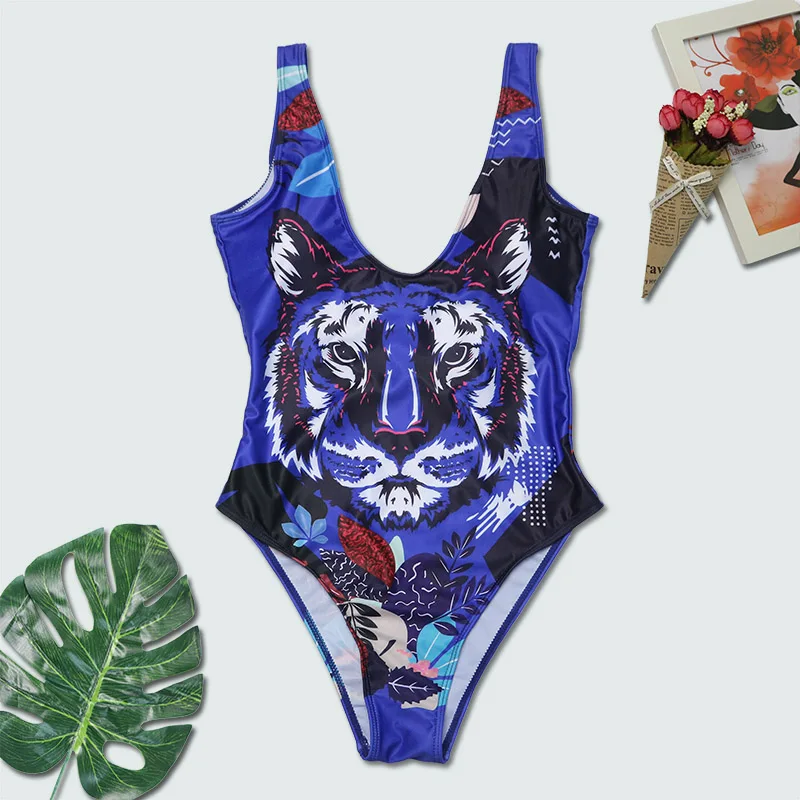 2018 New Tiger Print Halter Swimsuit Swimwear Women Sexy Brazilian Set