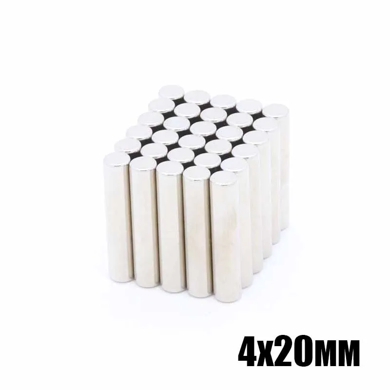 200 шт 4x20 мм NdFeB сильные круглые цилиндрические магниты 4x20 мм Редкоземельные неодимовые мощный постоянный магнит 4*20 мм