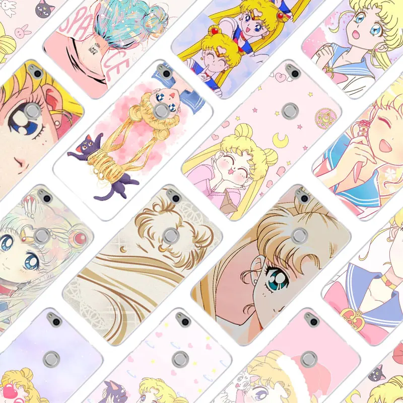 

MLLSE Anime sailor moon lune cat Hard Case Cover for Huawei NOVA 3 3i 4 Honor V20 8X 8A 7A Pro 7X 7C 7S 8 9 10 Lite Play Cover