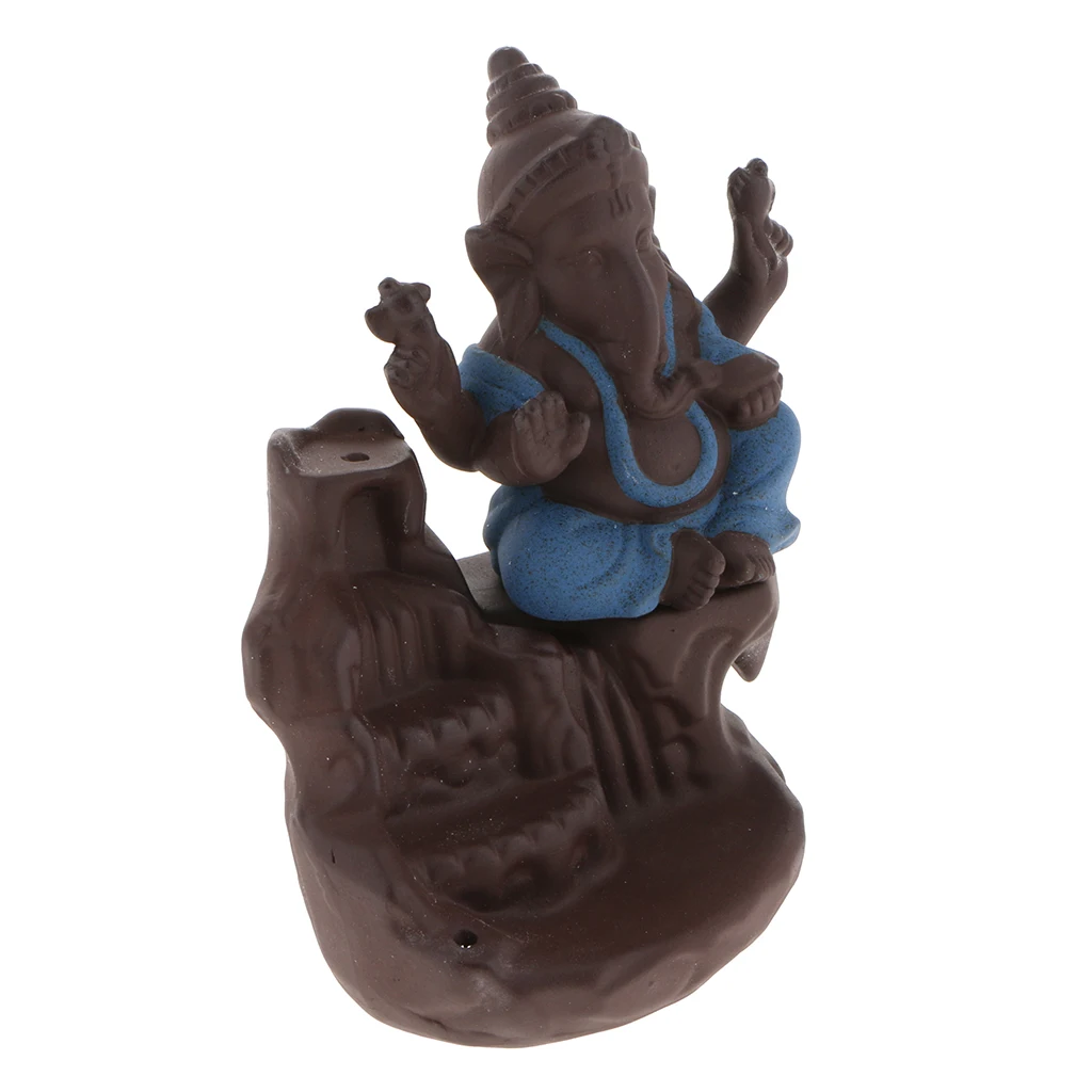 Ceramic Elephant God Incense Burner Backflow Sticks Cones Incense Censer