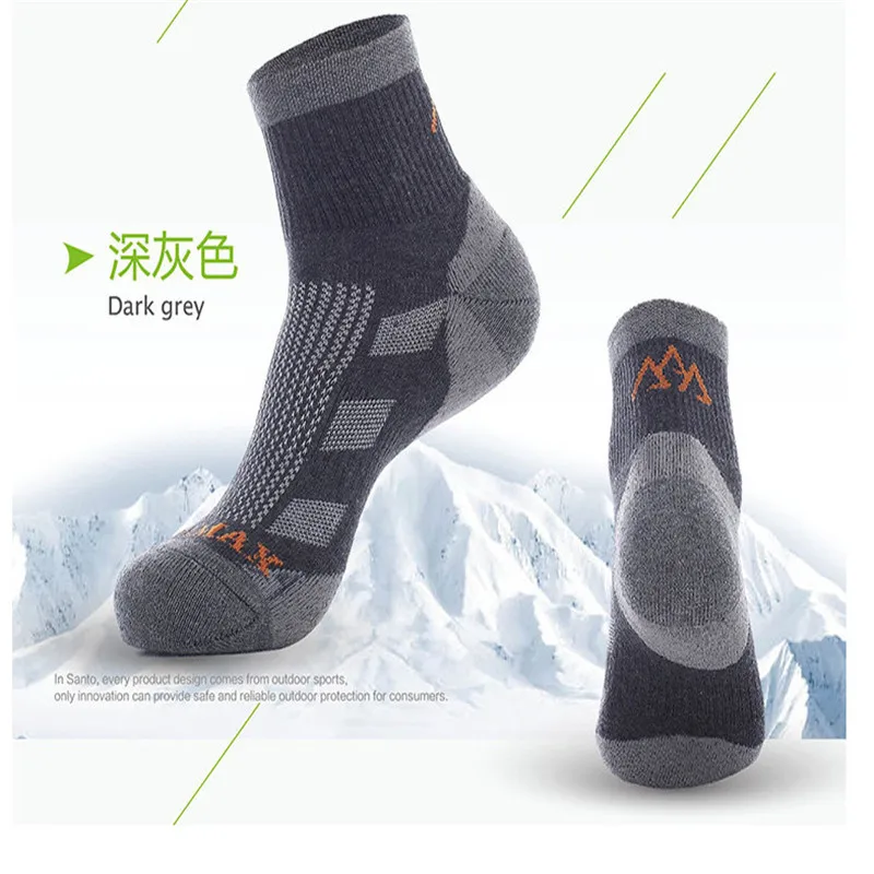 3 Pairs SANTO S045 50% Coolmax 30% Cotton Outdoor Hiking Socks Men's Sports Socks Quick Dry Spring Summer Fit to Size 39-43