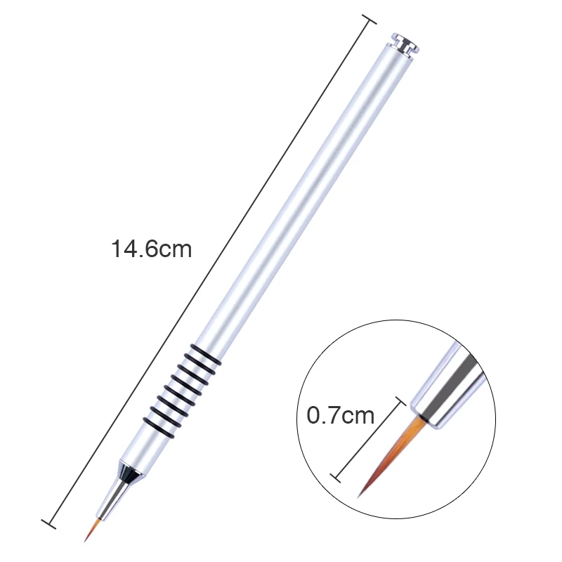 Серебряная ручка лайнер, щетка для ногтей Рисование инструменты для рисования 7 мм Цветок Ручка кисти маникюр ногтей инструмент