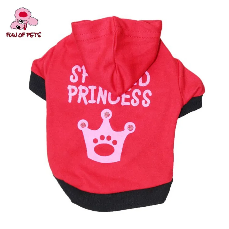 Розовый, красный, с рисунком принцессы, с капюшоном, футболки для собак, одежда для собак, одежда для собак