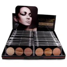 MISS ROSE порошок 3 цвета Восстанавливающий консилер скрывающий порошок стеклянная коробка для торта 24 шт