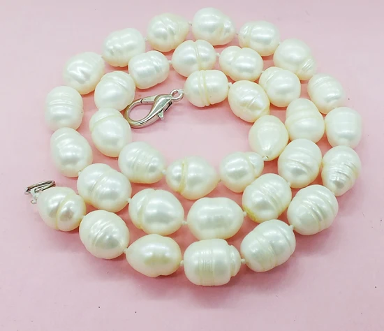11-12 мм жемчужное ожерелье в стиле барокко с настоящей морской водой 50 см(есть недостатки - Окраска металла: white