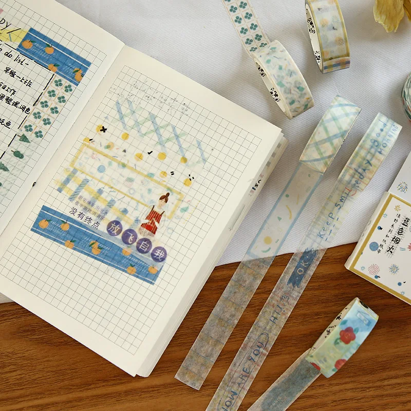 1 5 см Bullet Journal Flower Leaves Smiling васи клейкая лента DIY Скрапбукинг стикер этикетка