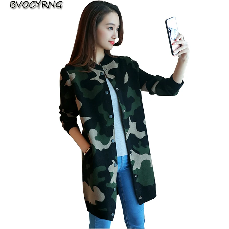 #^Special Price New Autumn2017Fashion Leisure Women Printing Knitting Cardigan Round Collar High-end Elegant Medium Long Slim Students Coat Q587