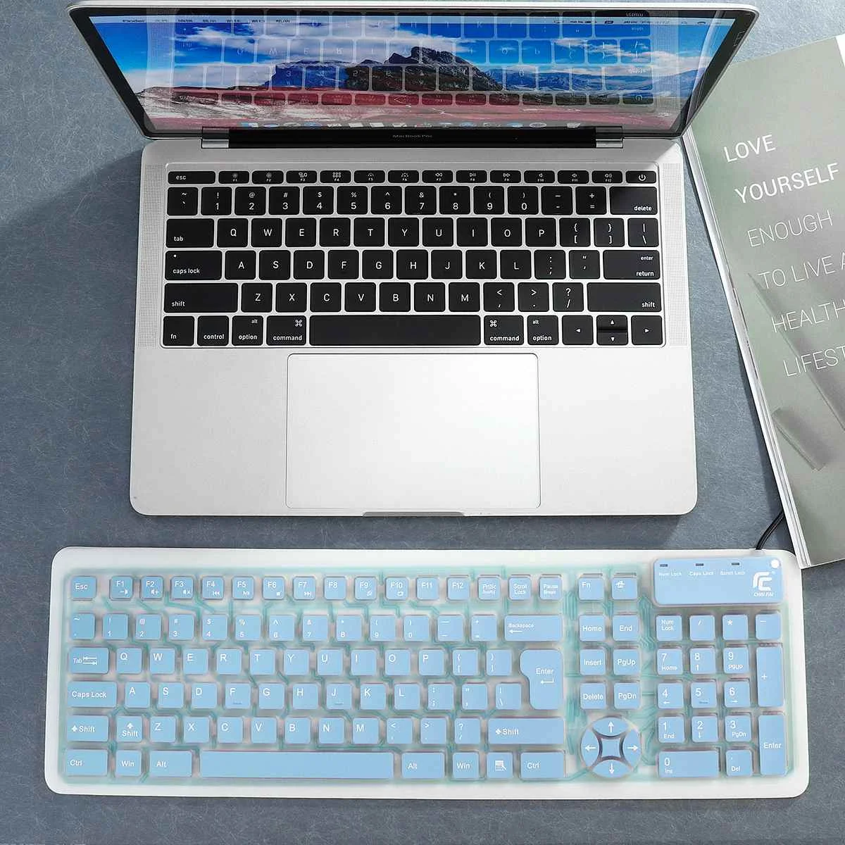 LEORY USB Силикагель клавиатура складная клавиатура 109 ключ ультратонкий портативный водонепроницаемый пылезащитный немой Usb зарядка 405x170x3 мм