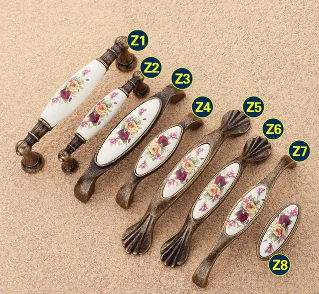 Maniglie Antiche Fiore Primavera - 4 Pezzi In Zinco Alluminio E Porcellana - Foto 10