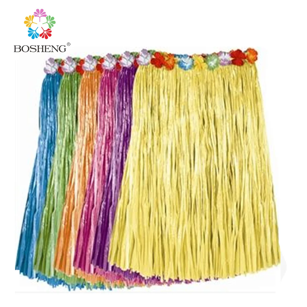 BOSHENG Tropical Multi Colored Adult Sized Artificial Grass Hula Skirts
