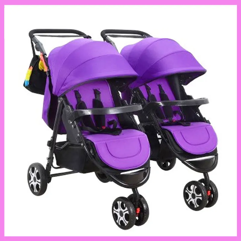 Portable Folding Twins Baby Tricycle Stroller Lightweight Pram Two Baby