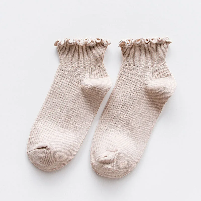Dreamlikelin/Винтажные женские носки, милые носки с оборками в японском стиле, милые носки ярких цветов для девочек - Цвет: Хаки