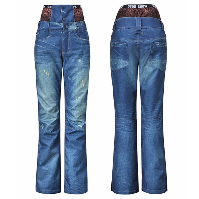 Gsou snow skiing pants women's 2016 winter denim Snowboarding Pants