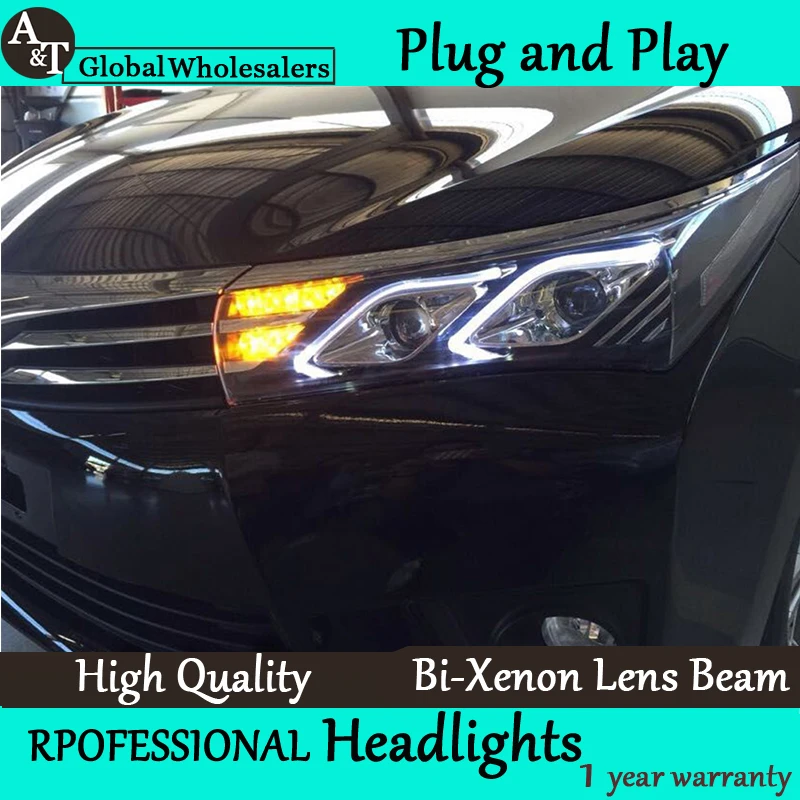 

Car Styling for 2014 New Corolla Headlight Altis Led Headlight DRL Lens Double Beam H7 HID Xenon bi xenon lens
