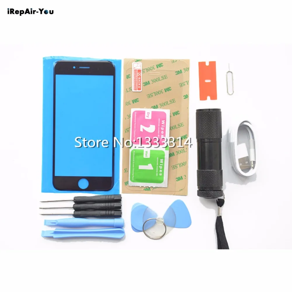

iRepair-You Outer Front Glass Screen Lens For iPhone 5 5s 5c 6 6S 7 Plus Replacement Repair Kits+Tempered Glass+9 LED UV Torch