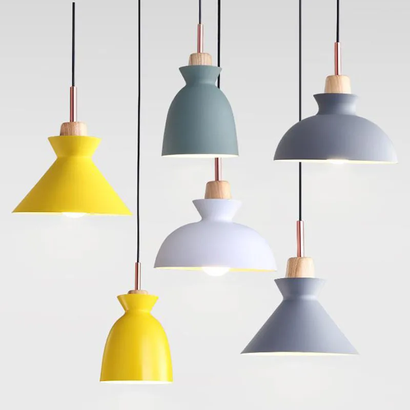 Macaron Scandinavian Pendant Lights Oak Aluminium Colorful ...