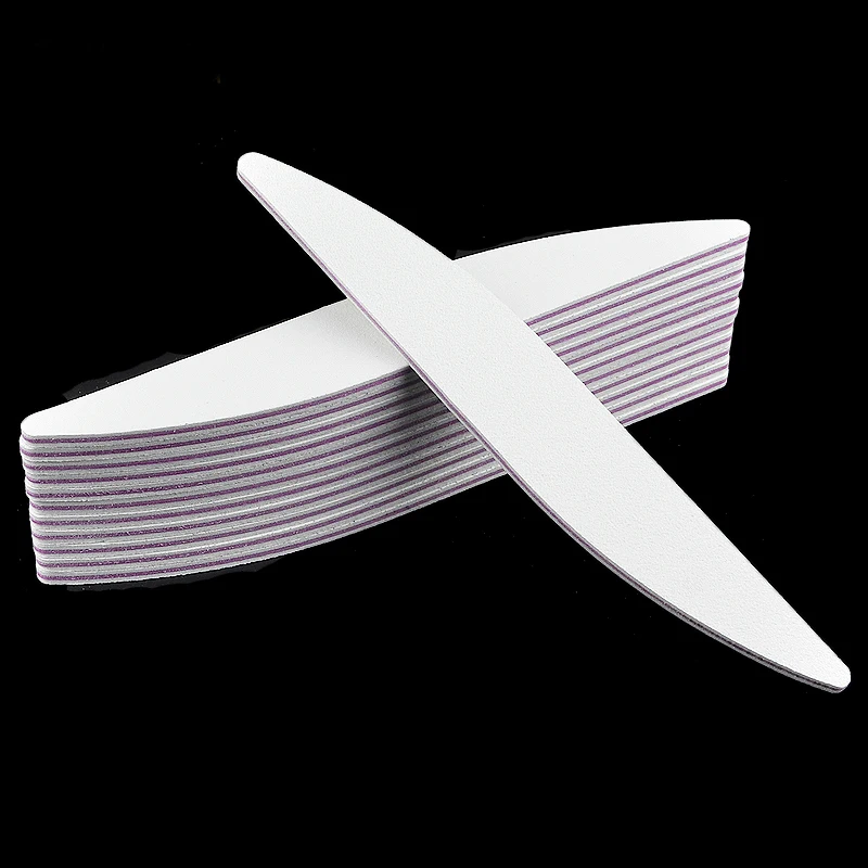 

50 X White Nail File Gel UV Nail Polish Nail Files Buffer Block 100/180 Moon Type Tip File Lime Per Unghie Acrylic Nail Supplies