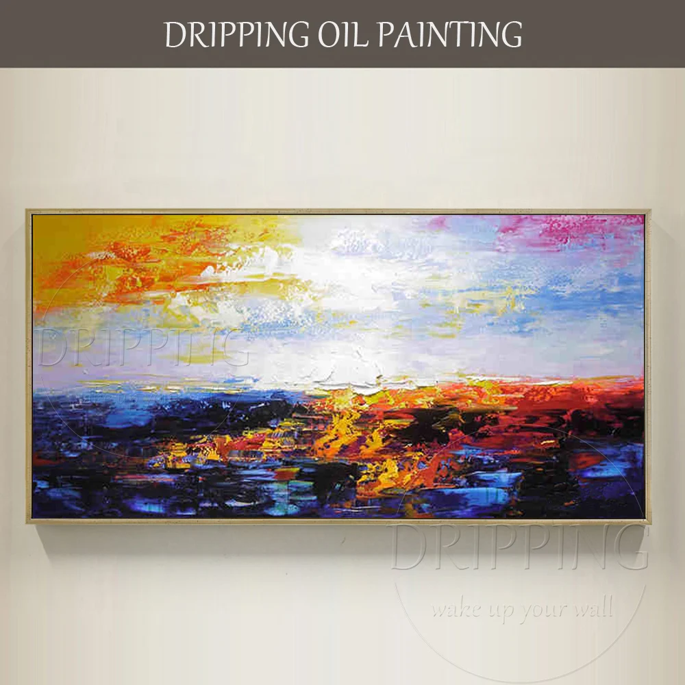 

Artist Handmade Wall Art Abstract Oil Painting on Canvas Pure Hand-painted Colorful Abstract Landscape Oil Painting Decoration