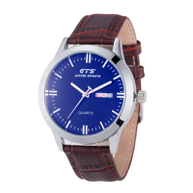 HOT Men's Belt Watch 1pcs Luxury Men's Date&Week Business Leather