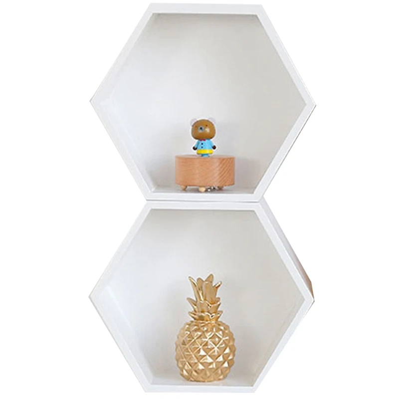 Креативный стиль деревянный шестиугольная стеллаж для хранения Полочка с настенным креплением подсвечник, декоративные изделия полка