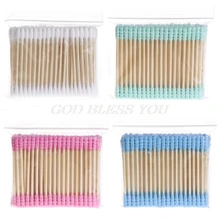 100 шт. косметический ватный тампон с двойной головкой, Женская палка, ватные бутоны для медицинской чистки, инструменты для ухода за ушами носа, деревянные палочки
