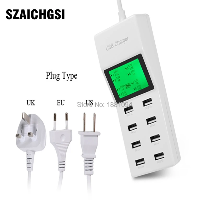 Szaichgsi 8 Порты и разъёмы USB Smart Hub настенные Зарядное устройство переменного тока Адаптеры питания ЕС США разъем зарядки Расширители розетки с переключателем 50 шт