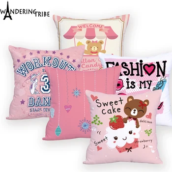 

Cute Cartoon Animal Cushion Cover Pillow Cover Decoration Warm Pouf Pillows Cushion Cover Bear Letter Decoration Bed Photo