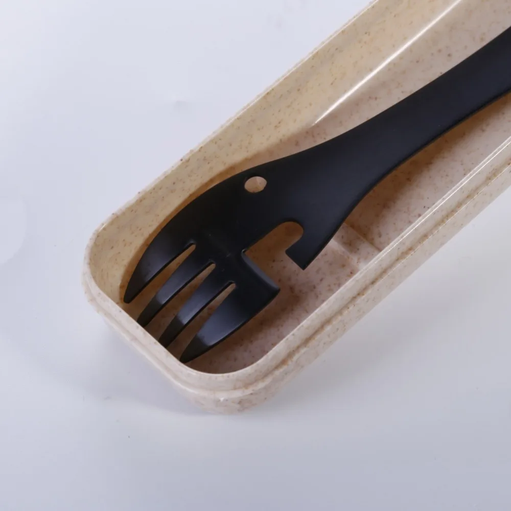 

Travel Tableware Storage Box Wheat Straws Case Portable Durable Picnic Camping Fork Spoon Mesh Packing Organizer