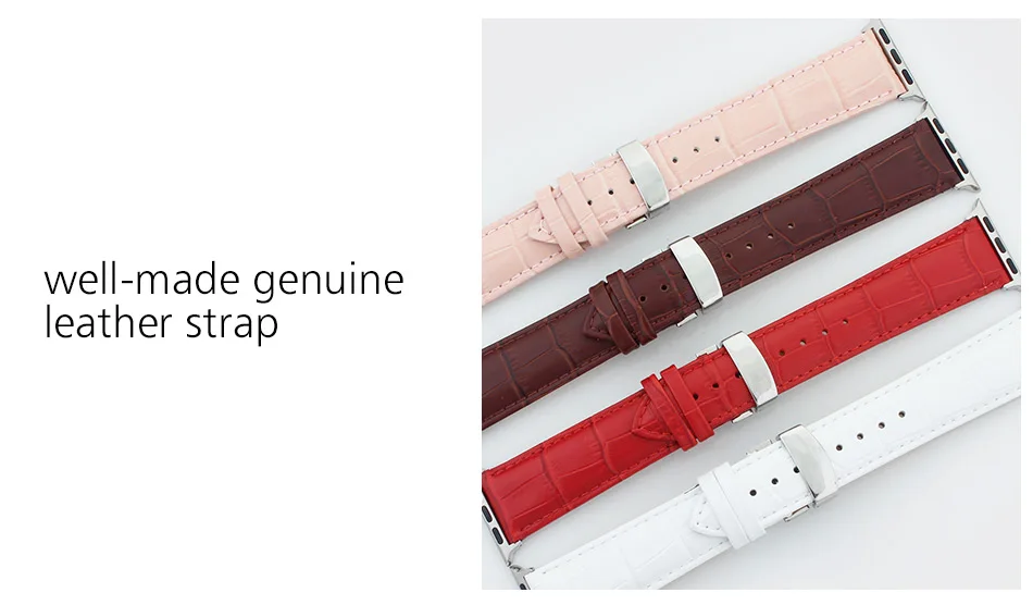 Наручных часов iwatch, ремешок бабочка раскладывающаяся застежка с пряжкой натуральная кожа ремешок для наручных часов Apple Watch, версии 4/3/2 ремешок для часов smart watch