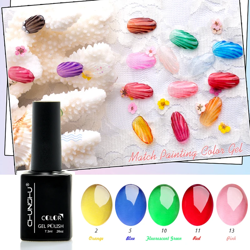 

CHUNSHU 7.3ML UV LED Gel Varnish Candy Colors Glass Gel Nail Polish Jelly Gem Gel Lak 16 Colors Painting Gel Nail Art Manicure