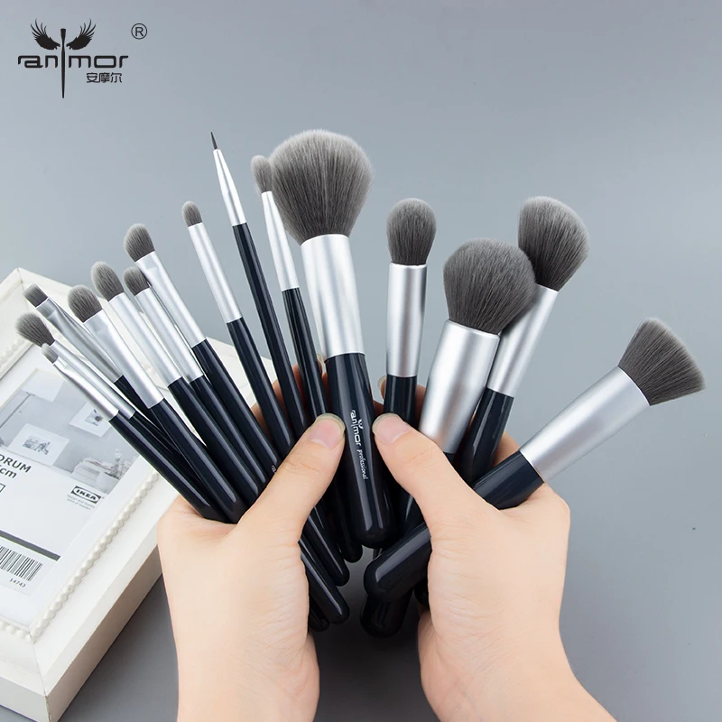 Kopen Anmor Nieuwe Make Up Kwasten Set 15 stks Professionele Make Up Kwasten Synthetisch Haar Foundation Poeder Blush Oogschaduw Borstel